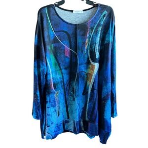 Jess & Jane Small  "Eclipse" Tunic Top‎ brushed polyester Made in USA NWT
